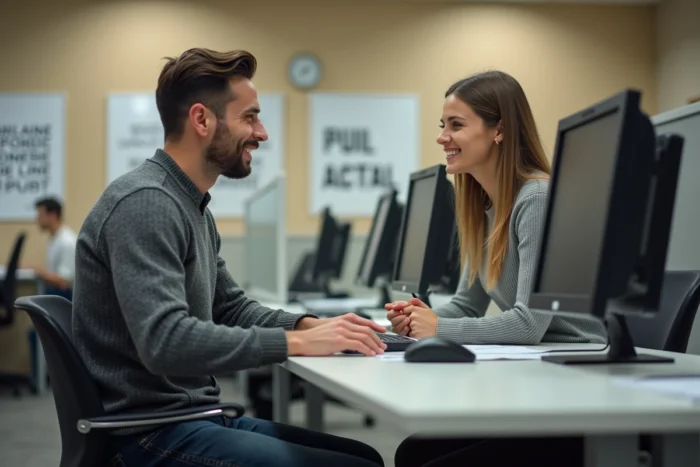 Homme en entretien avec un conseiller France Travail pour cumul RSA et activité professionnelle
